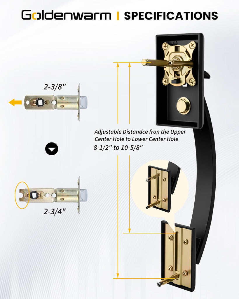 Front Door Handle, Oil Rubbed Bronze Entry Door Handle No Lock