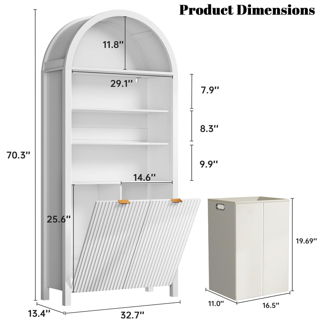 Arched Double Tilt Out Laundry Hamper Cabinet with 2 Storage Baskets