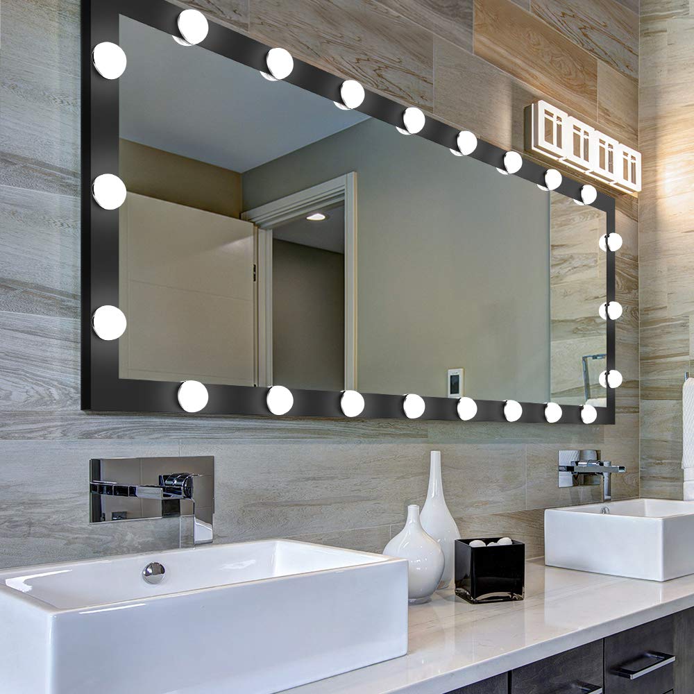 Full Length Mirror with Lights, 65" x 24" Led Standing Mirror, Wall Mounted and Floor Standing Bulbs, Wall Mounted
