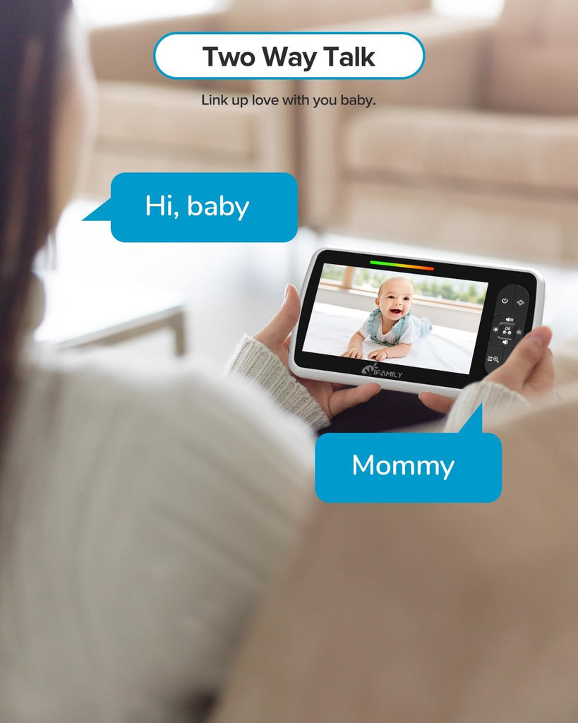 Baby Monitor,5" Screen with 30Hrs Battery Life,Remote Pan-Tilt-Zoom