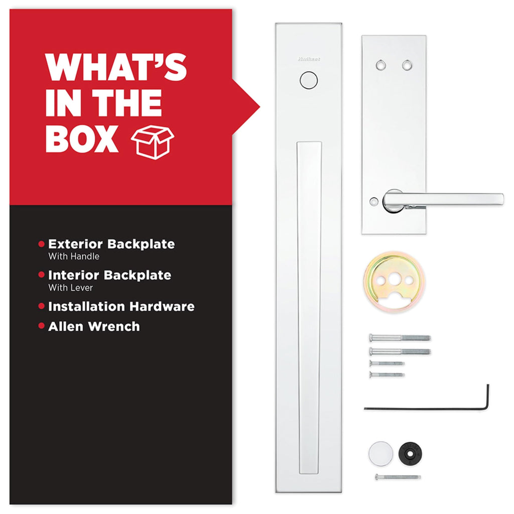 Caerus Front Door Lock & Deadbolt Set, Entry Handleset with Interior Reversible Lever, Polished Chrome, Dummy