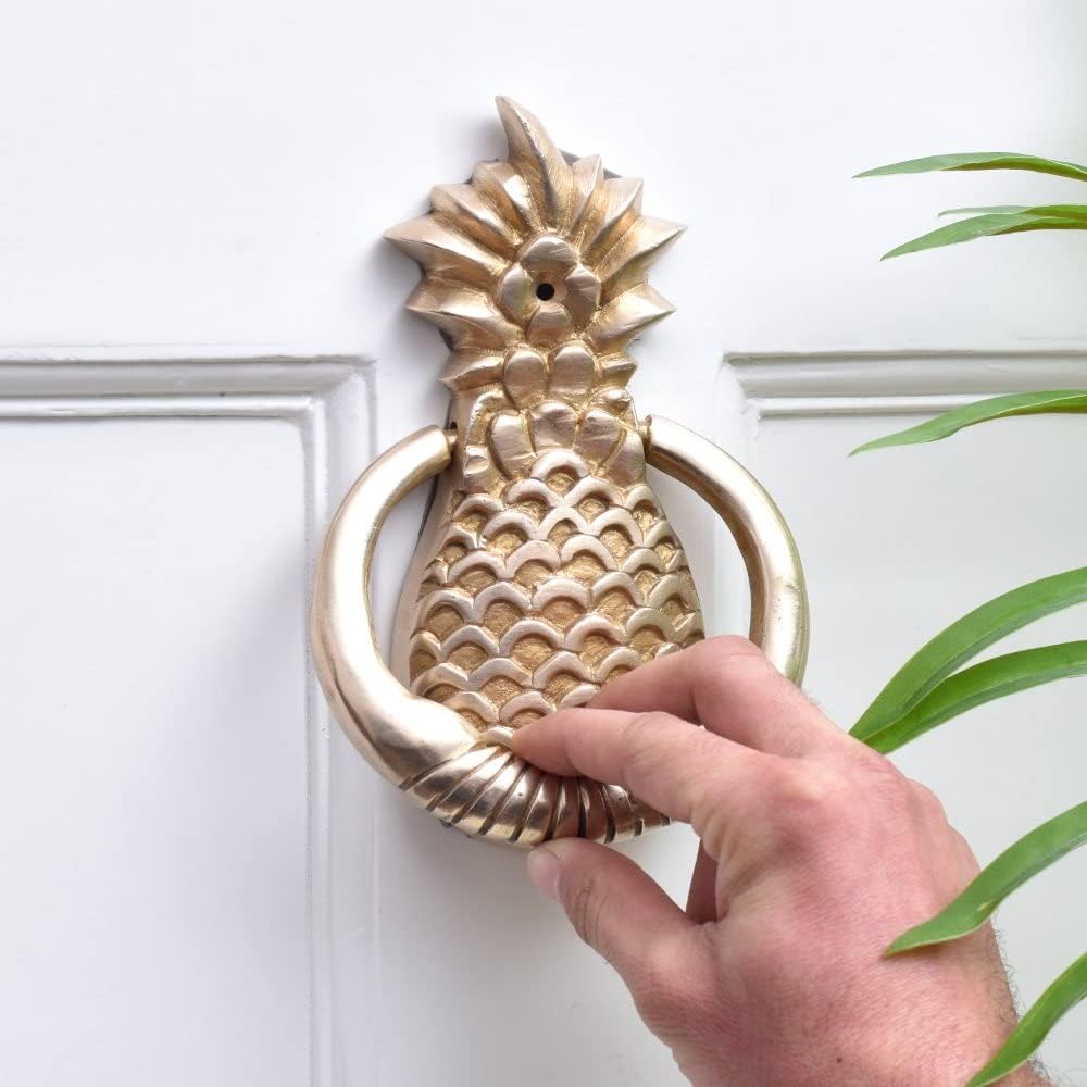 IndianShelf Solid Brass Pineapple Door Knocker for Main Door - Handmade Antique Style Front Door Hardware