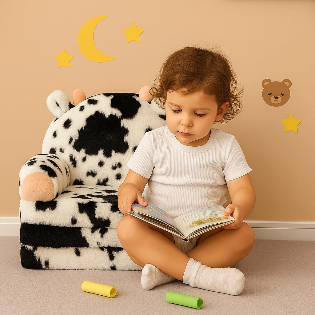 Comfy Toddler Couch Chair, in-1 Foldable Kids Sofa, Cow
