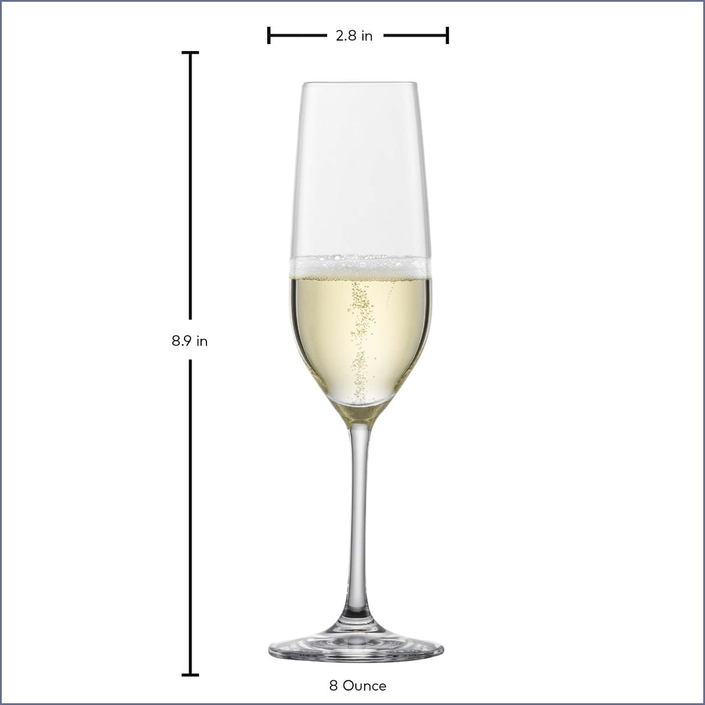 Forté Champagne Flute (Set of 6), Champagne Glasses with Effervescence Point, Dishwasher-Safe Machine-Made Tritan