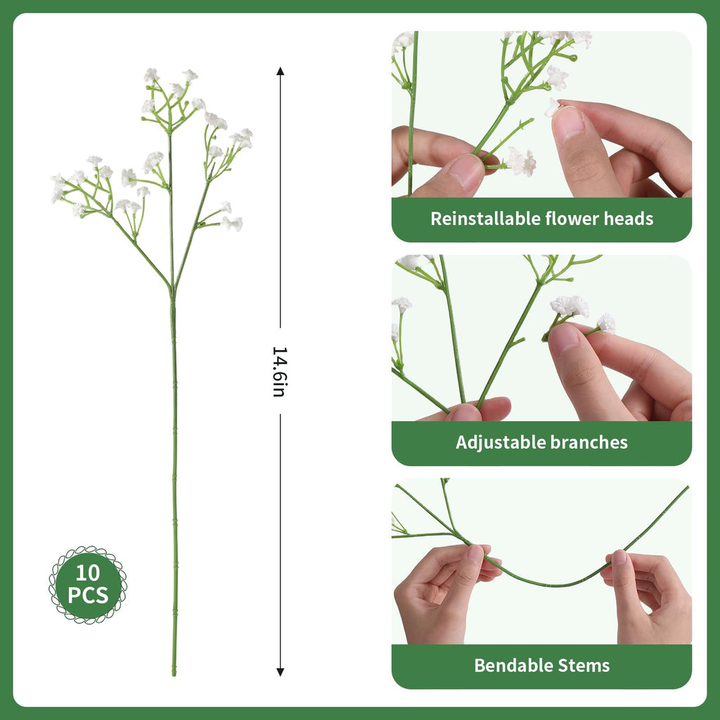 60 Pcs Mixed Artificial Eucalyptus Leaves Stems Bulk, Baby Breath Artificial Flowers Bulk with Eucalyptus Leaves