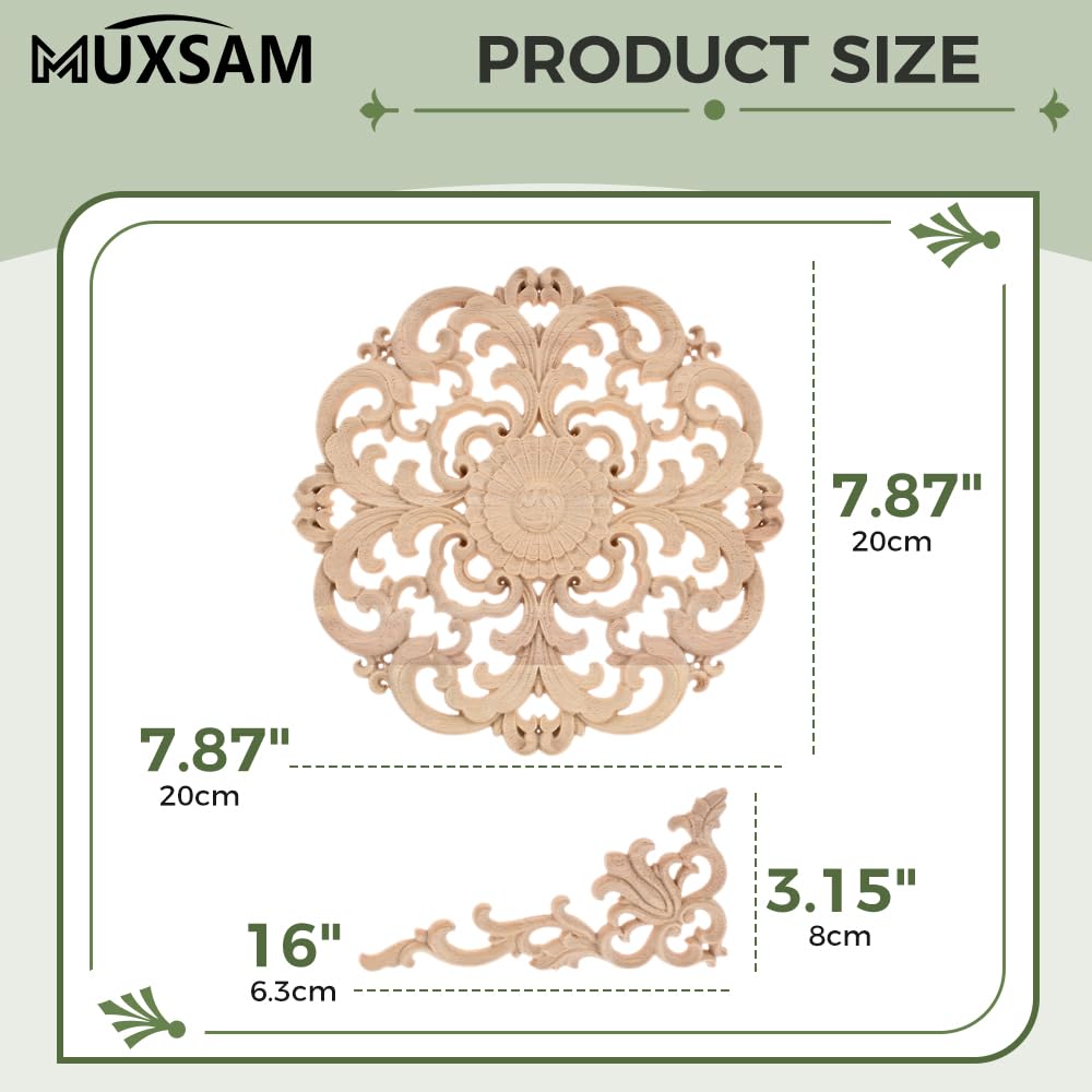 5Pcs Wood Appliques Onlays Decorative Furniture Appliques
