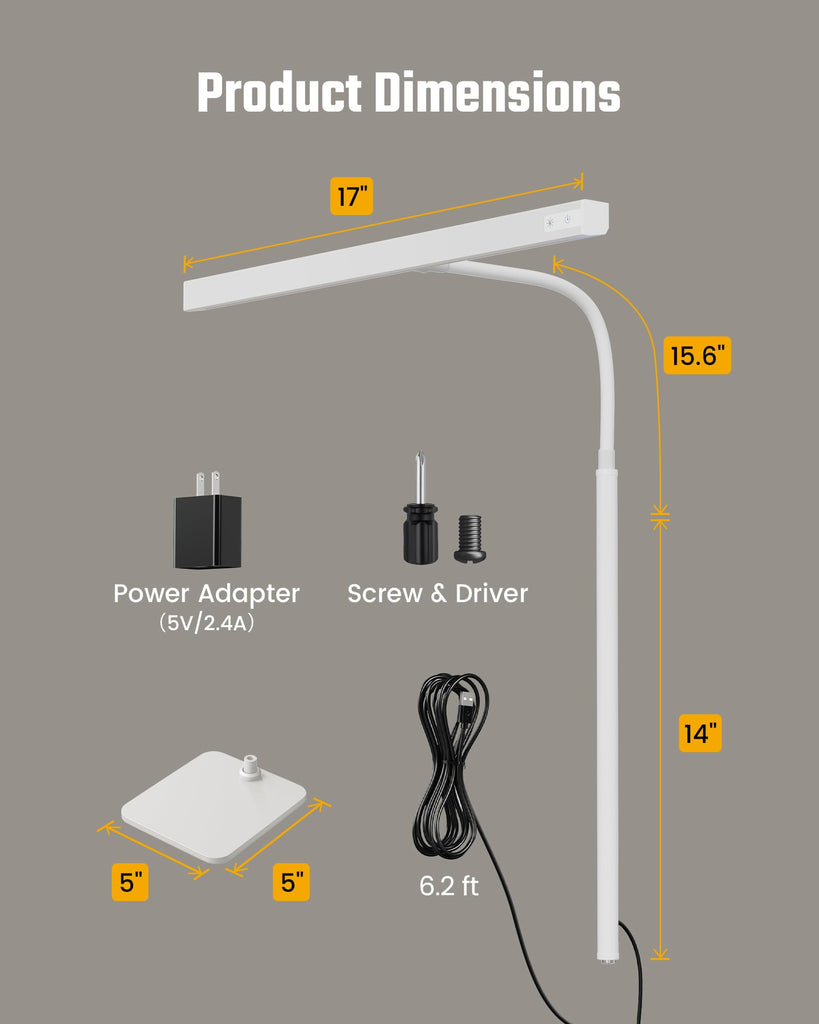 LED Desk Lamp, Eye-Caring Desk Light with Base