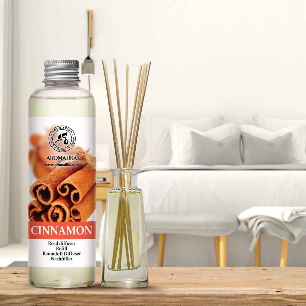 Cinnamon Reed Diffuser Refill with Natural Essential Cinnamon Oil 6.8 Fl Oz - Fresh & Long Lasting Fragrance - Reed