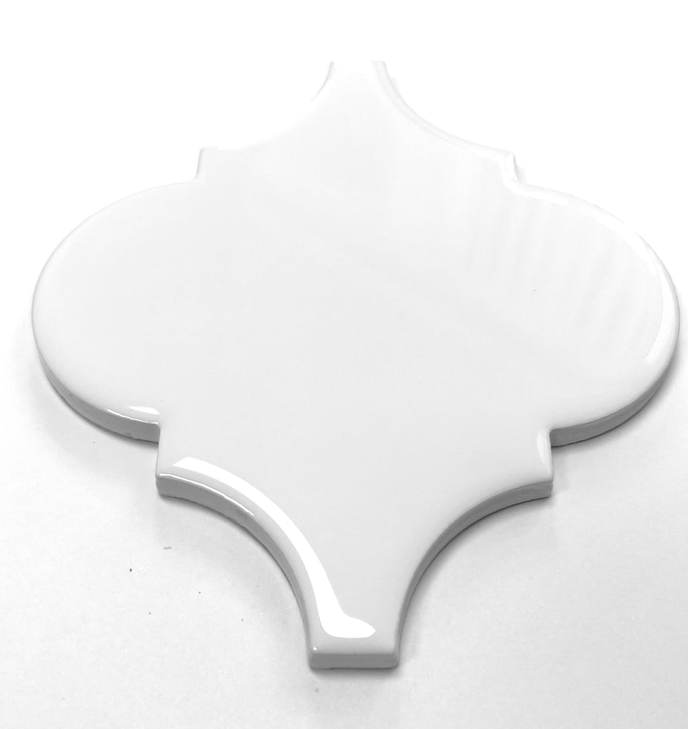 6" White Santorini Arabesque Ceramic Tile Wall (20)