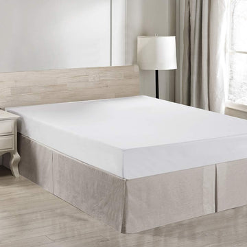 Belgian Linen Bed Skirt with Classic 14 inch Tailored Drop Dust Ruffle, Easy Fit Breathable Premium Natural Flax