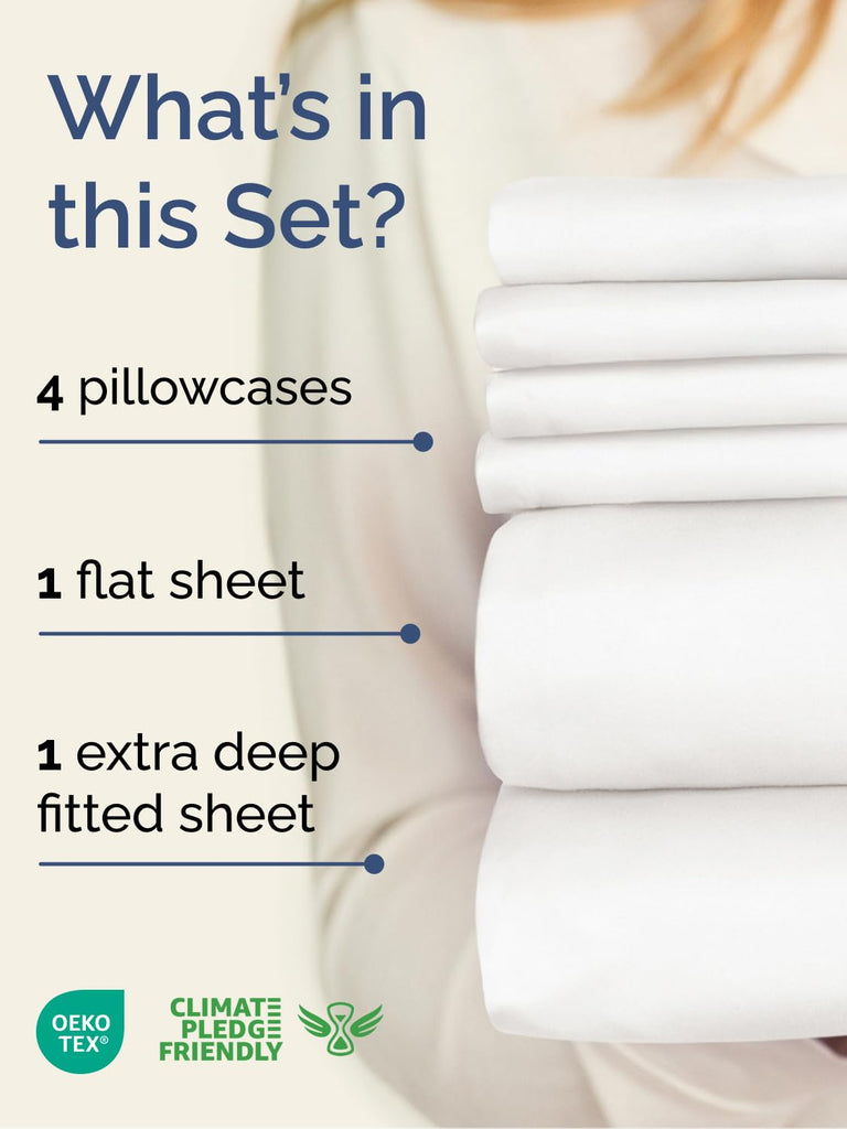 CGK Extra Deep Cal King Sheet Set - 6pc Cooling Sheets - Antique White