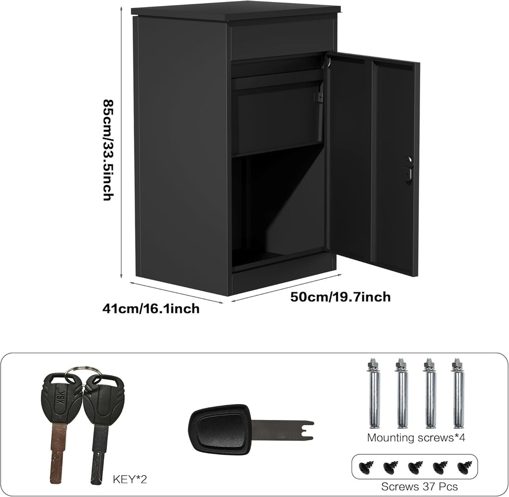 33.5Inch/85CM Express Package Delivery Boxes Large Space Black Parcel Drop Boxes with Lock