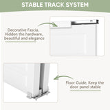 72x80 in 5-Panel Bypass Sliding Closet Door, White Primed Door Slab with Bypass Closet Track Hardwar