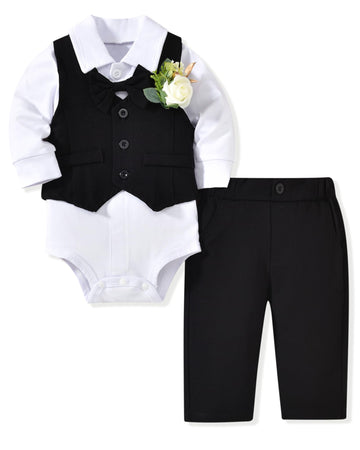Baby Boy Suits Infant Gentleman Outfit Formal Suit Set Black