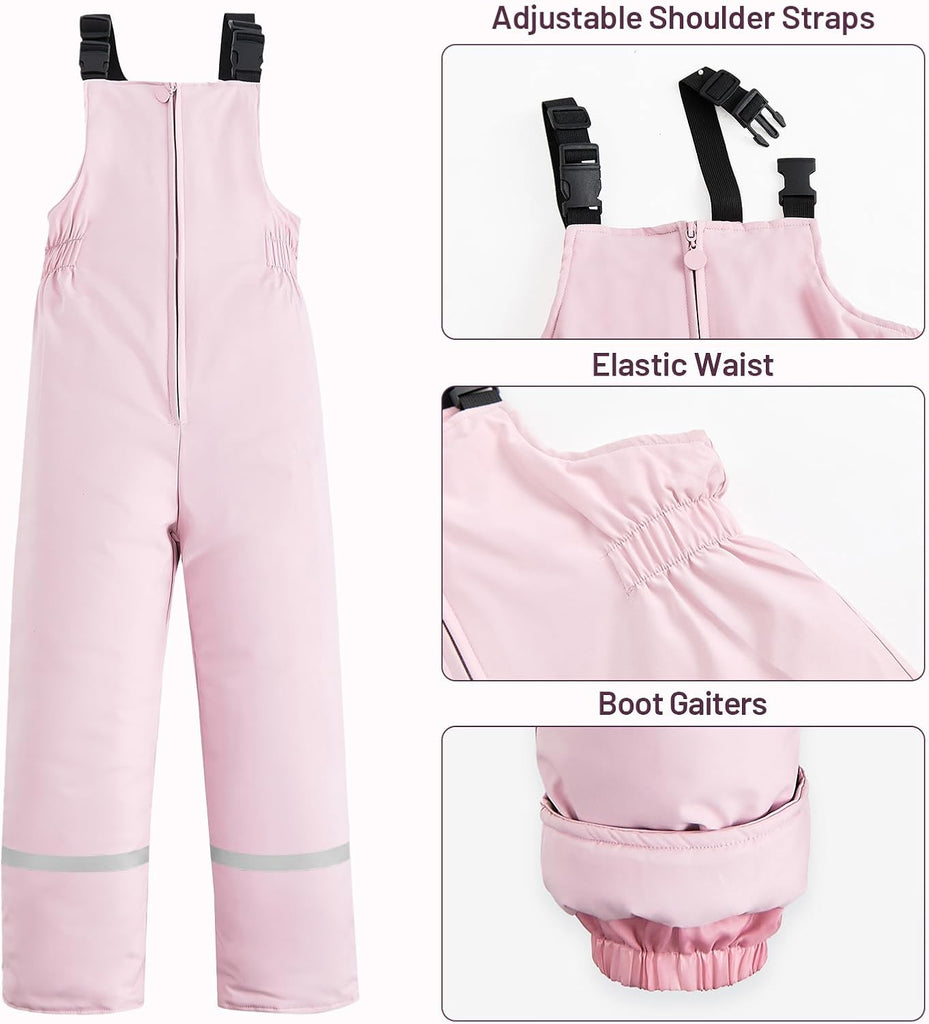 Kids 2 Piece Snowsuit Set Winter Hooded Puffer Jacket & Snow Bib Pants Ultralight Outfit Boy Girl Ski Suits