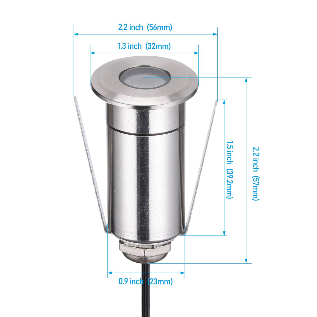 3000K Recessed Low Voltage Deck Light, Flat Round Aperture