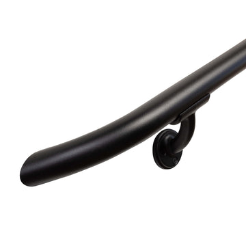 Complete Aluminum Handrail KIT for Indoor/Outdoor-Stylish Round Shape with Curved Ends. Includes Wall Mounts