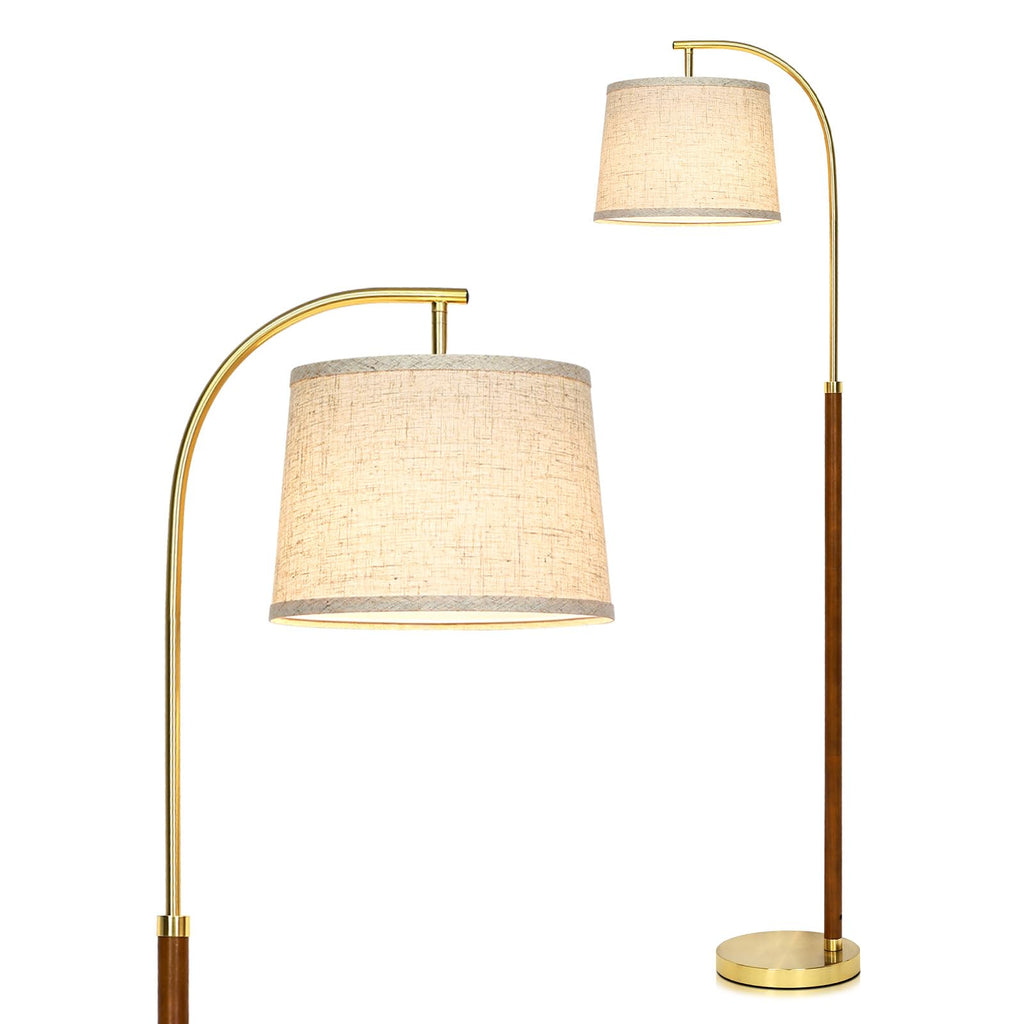 Wood Arc Floor Lamp, 63" Tall Mid Century Modern Standing Lamp with Foot Switch & 3 Color Temperatures, Vintage Floor