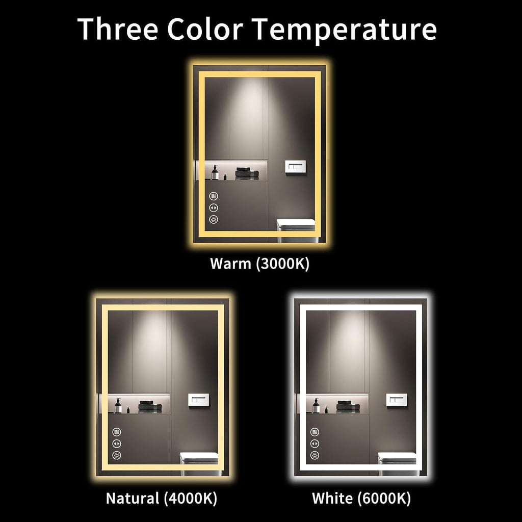 24X32 LED Bathroom Mirror with Lights, Anti-Fog, Dimmable, Backlit + Front Lit, Lighted Bathroom Vanity Mirror for