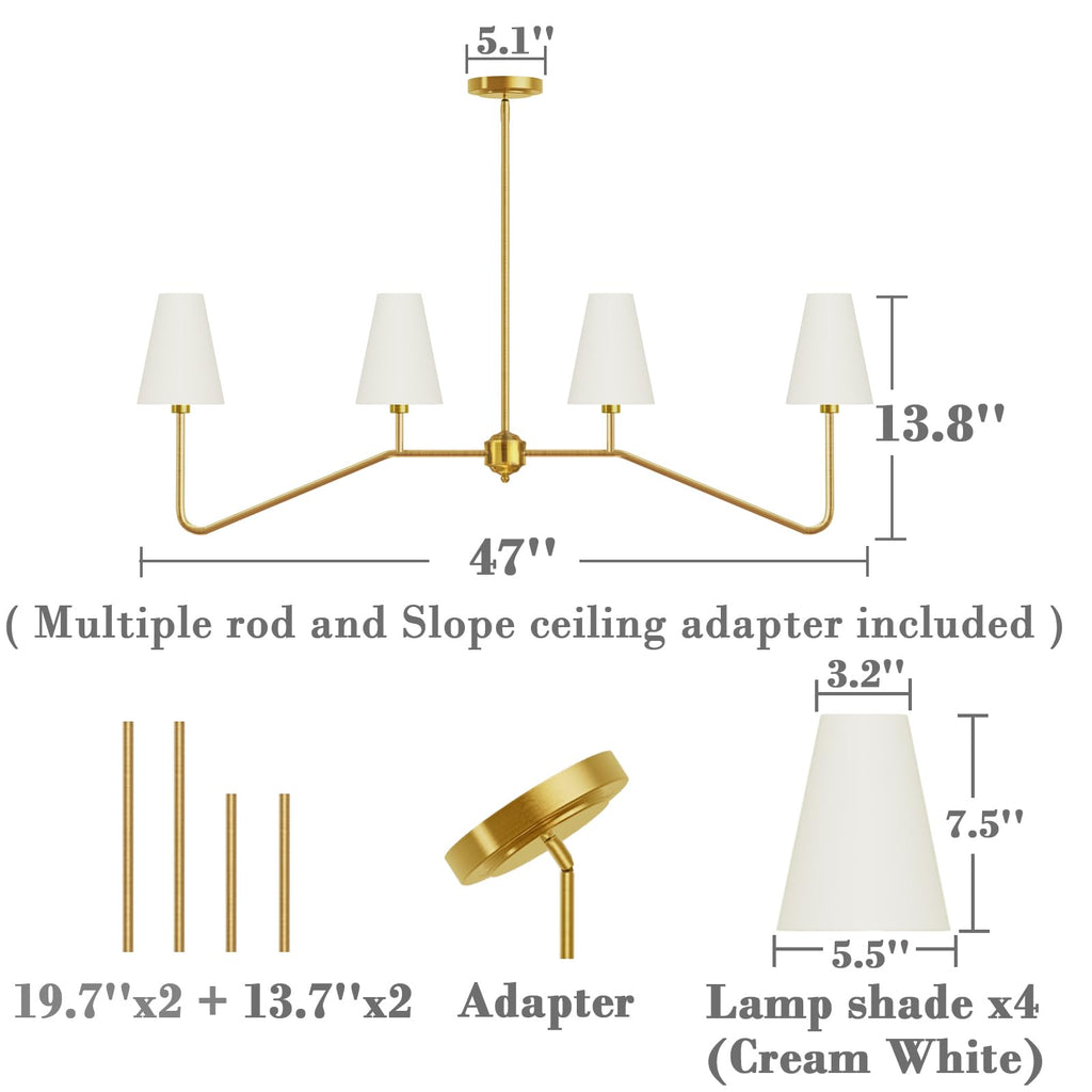 Linear Kitchen Island Light Fixture Gold and White Shade