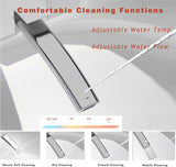 Grey Smart Toilet with Bidet Built In, Luxury Elongated Electric Toilet with Heated Seat&Foot Sensor