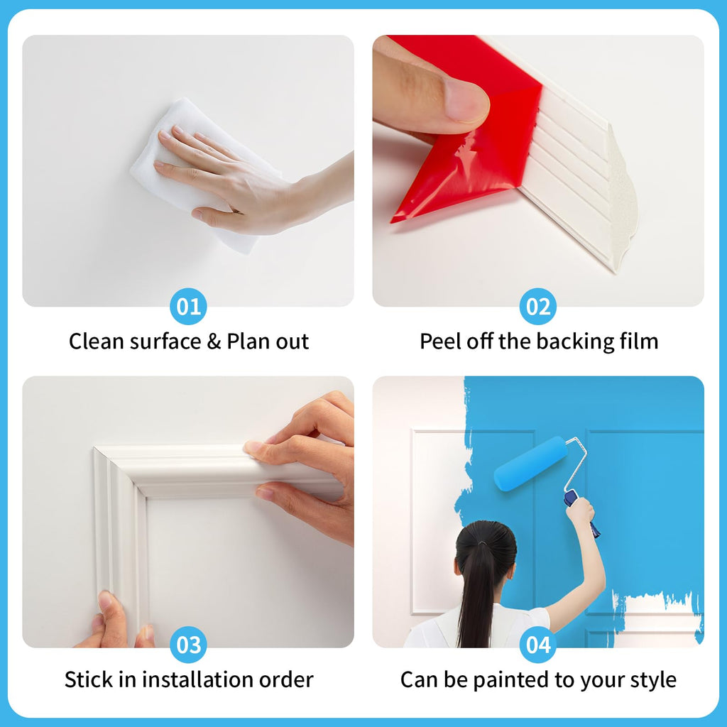 Premade Peel and Stick Door Molding Trim Kit, 1 Set - 3 Frames