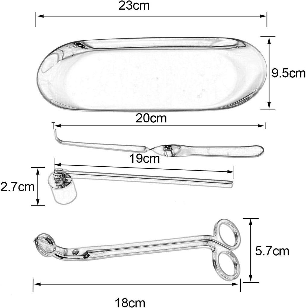4-in-1 Stainless Steel Candle Care Kit for Candle Lovers, Silver - Set of 4