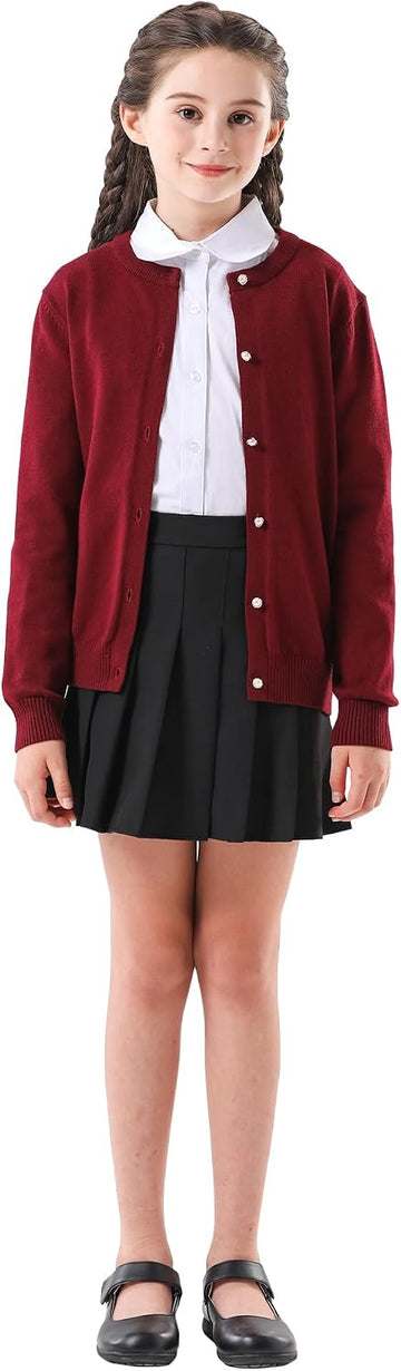Sweater School Uniforms Button Long Sleeve Knit Tops