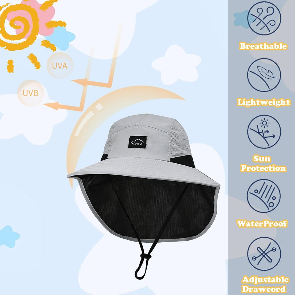 Kids Sun Hat with Neck Flap UPF 50+ Beach Hats for Baby Boys Girls