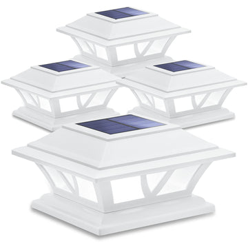 Solar Post Lights Outdoor 2 Modes LED, 4 Pack White (Warm/White)
