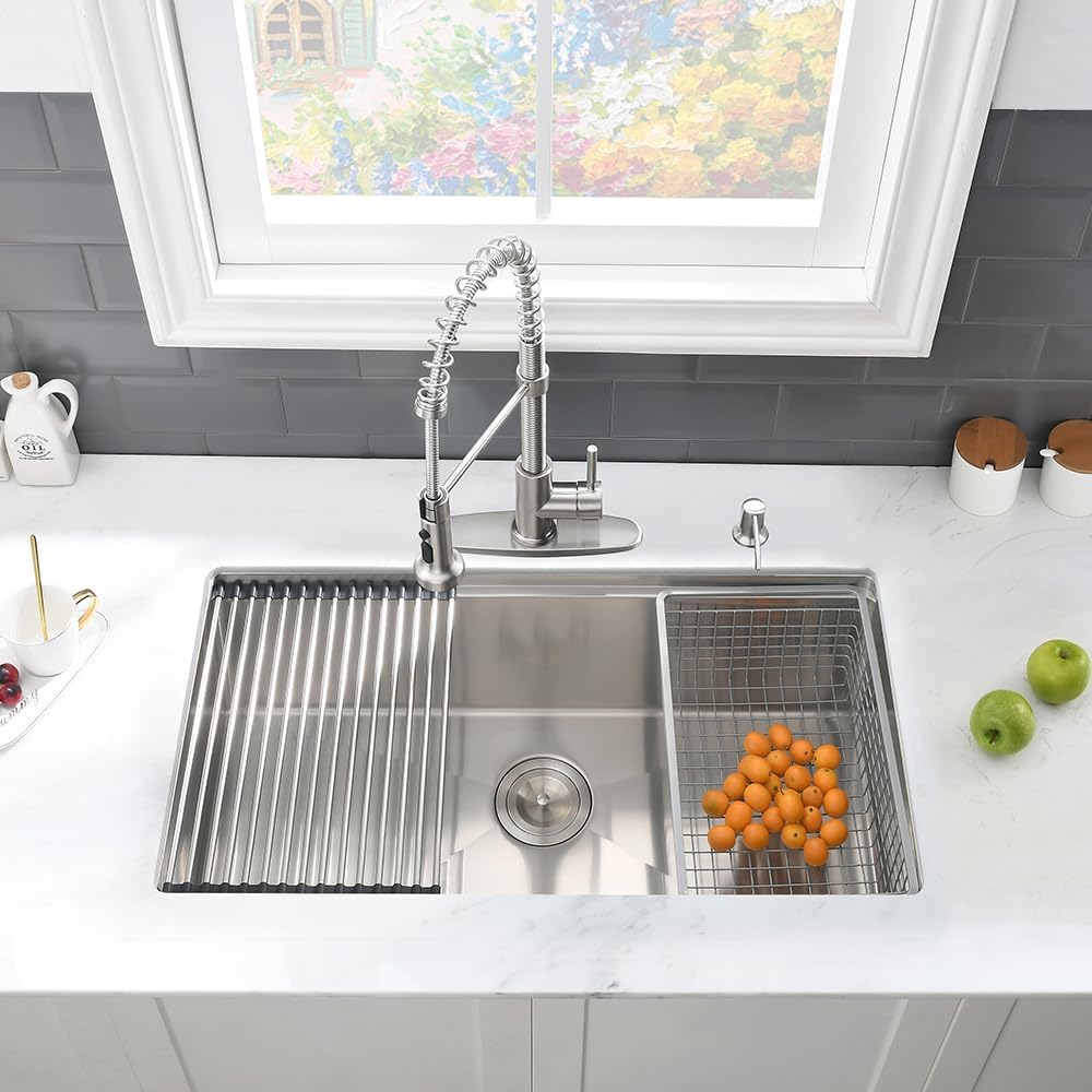 27x19 Undermount Kitchen Sink Stainless Steel Workstation Sink | 16 Gauge Stainless Steel Kitchen Sink Undermount