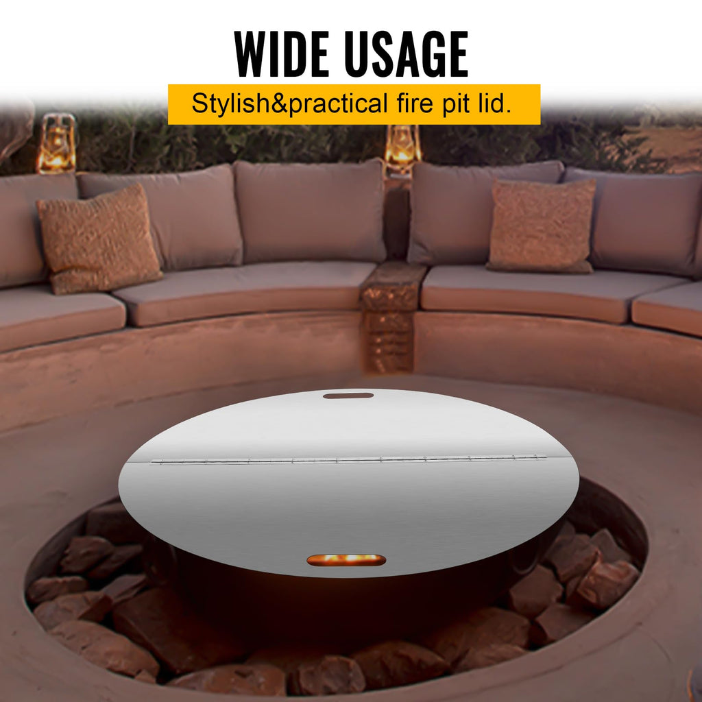 Round Fire Pit Lid, 40 Inch Stainless Steel Fire Pit Ring Lid 1.5mm Thick Fire Pit Burner Cover for Any Round Patio