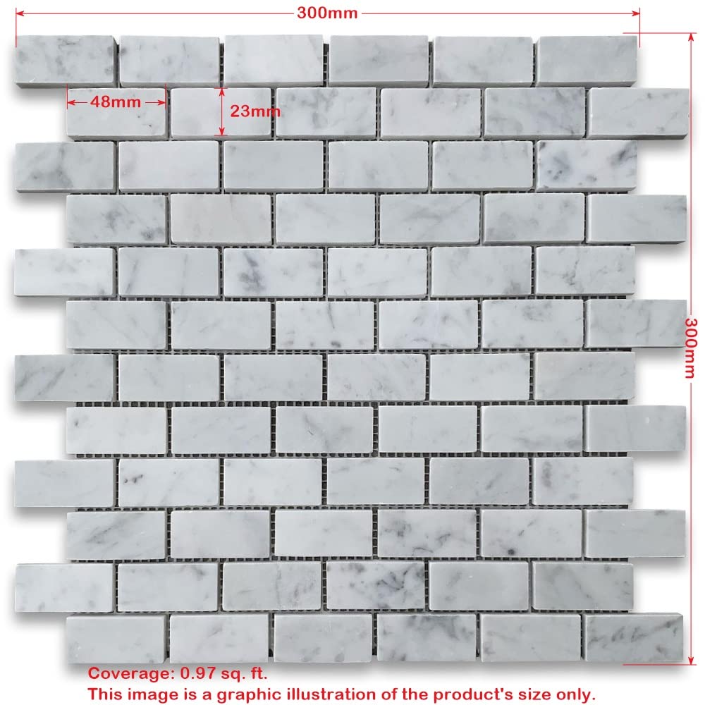 Calacatta Gold Marble 1x2 Medium Brick Mosaic Tile Honed Kitchen Bath Wall Floor Backsplash Shower (1 Sheet)