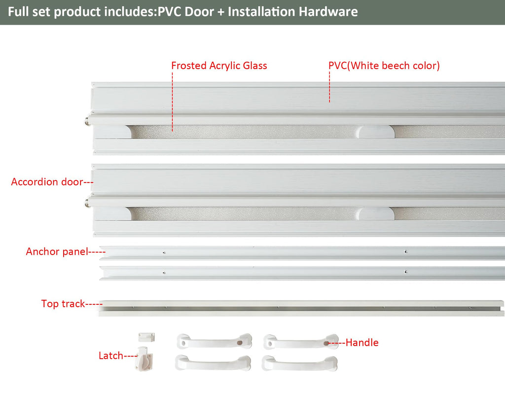 72X96in Interior Double Glass Accordion Door for Big Opennings, White