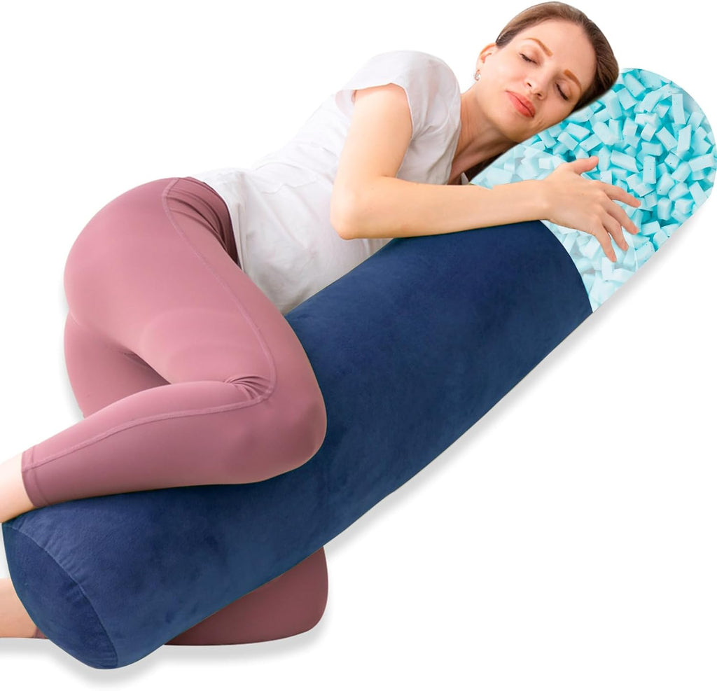 Body Pillow, Memory Foam Round Body Pillows for Adults, Firm Long Bolster Pillow for Bed, Cylinder Tube Roll Pillow