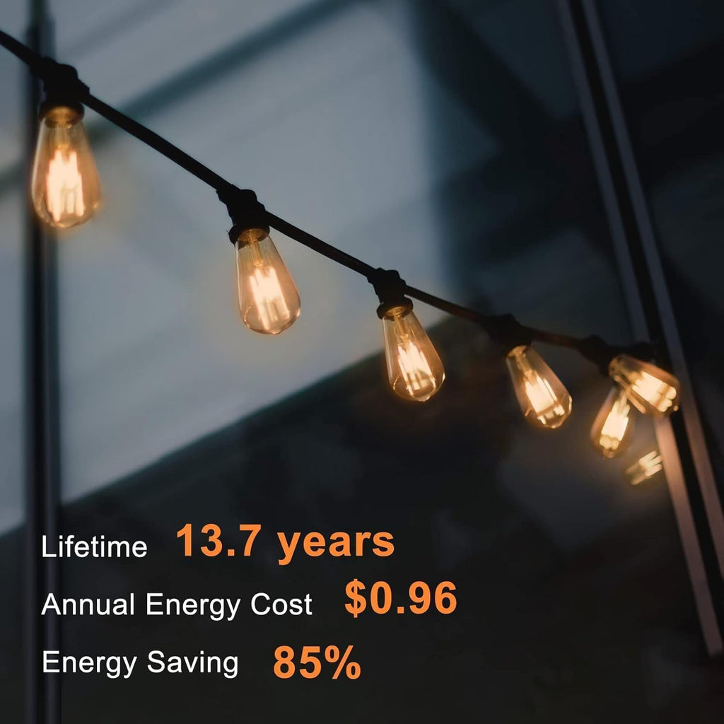 ST58 LED Edison Bulbs, E26, 8W 60W Equivalent, 2200K, Dimmable