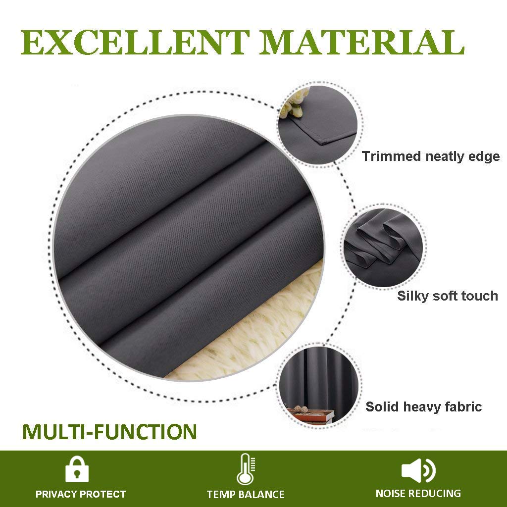 Bedroom Blackout Curtain Panel - (120 inches by 84 inch, Grey, 1 PC) Energy Saving Thermal Insulated Grommet Blackout