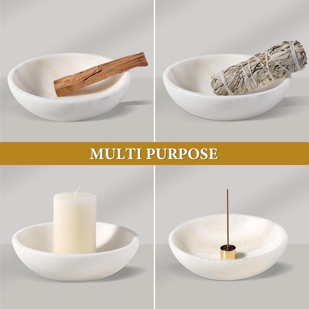 Natural Marble Incense Holder, Incense Holder for Sticks with 9 Holes, Handmade Incense Burner Ash Catcher