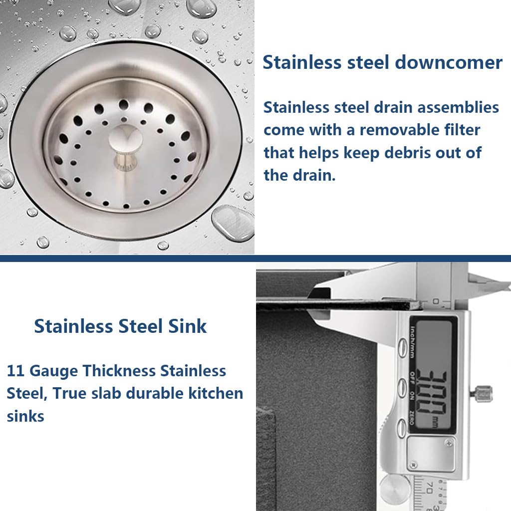 Drop In Stainless Steel Kitchen Sink, 3 Hole Topmount Single Bowl Workstation Sink, Farmhouse Workstation sink with
