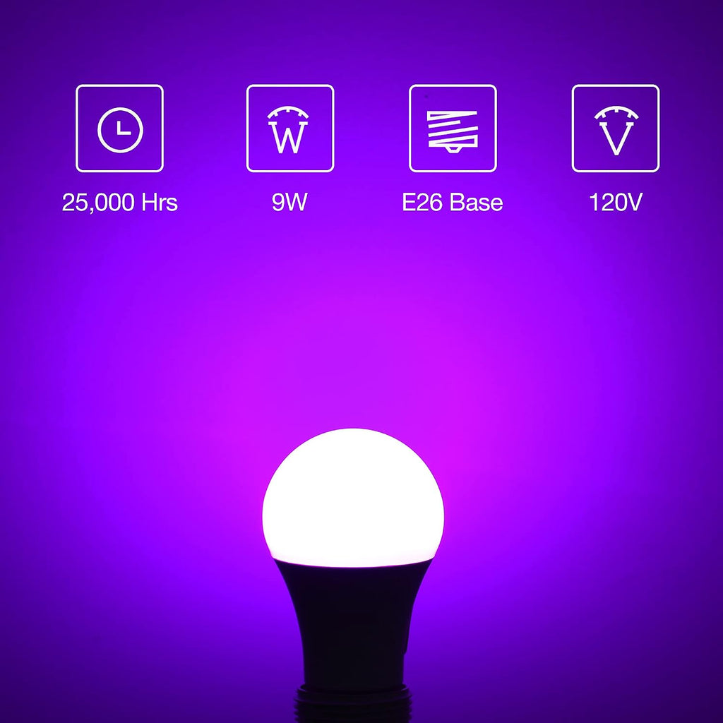 Purple LED Lights Bulb, A19 9W (60W Equivalent) E26 Base Colored Lights