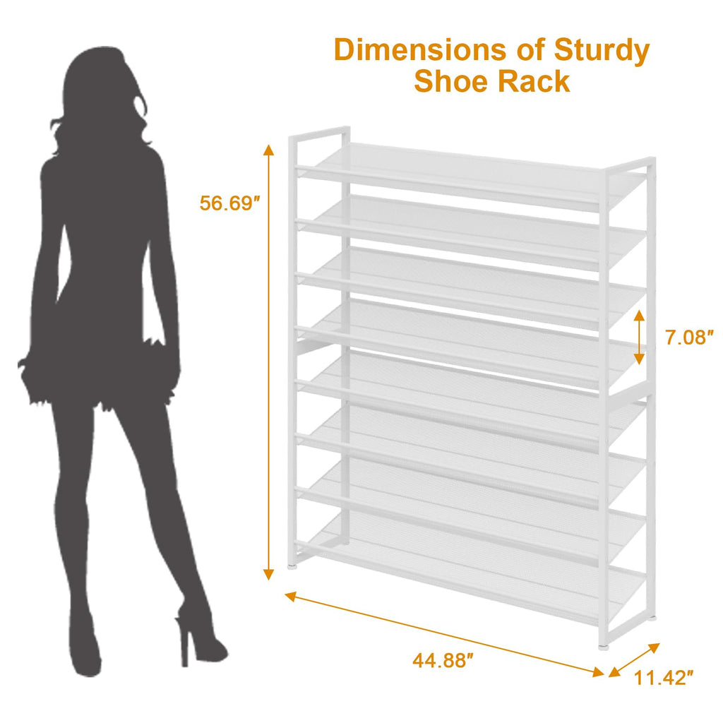Large Shoe Rack 8 Tier Shoe Organizer, Heavy Duty Metal 4-Tier Stackable Shoe Storage Vertical Shoe Rack for Closet