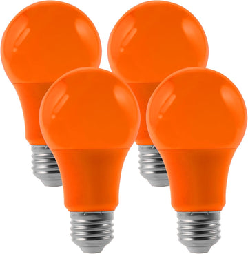 4 Pack LED Orange Light Bulb, 100W Equivalent A19 Color Light Bulbs