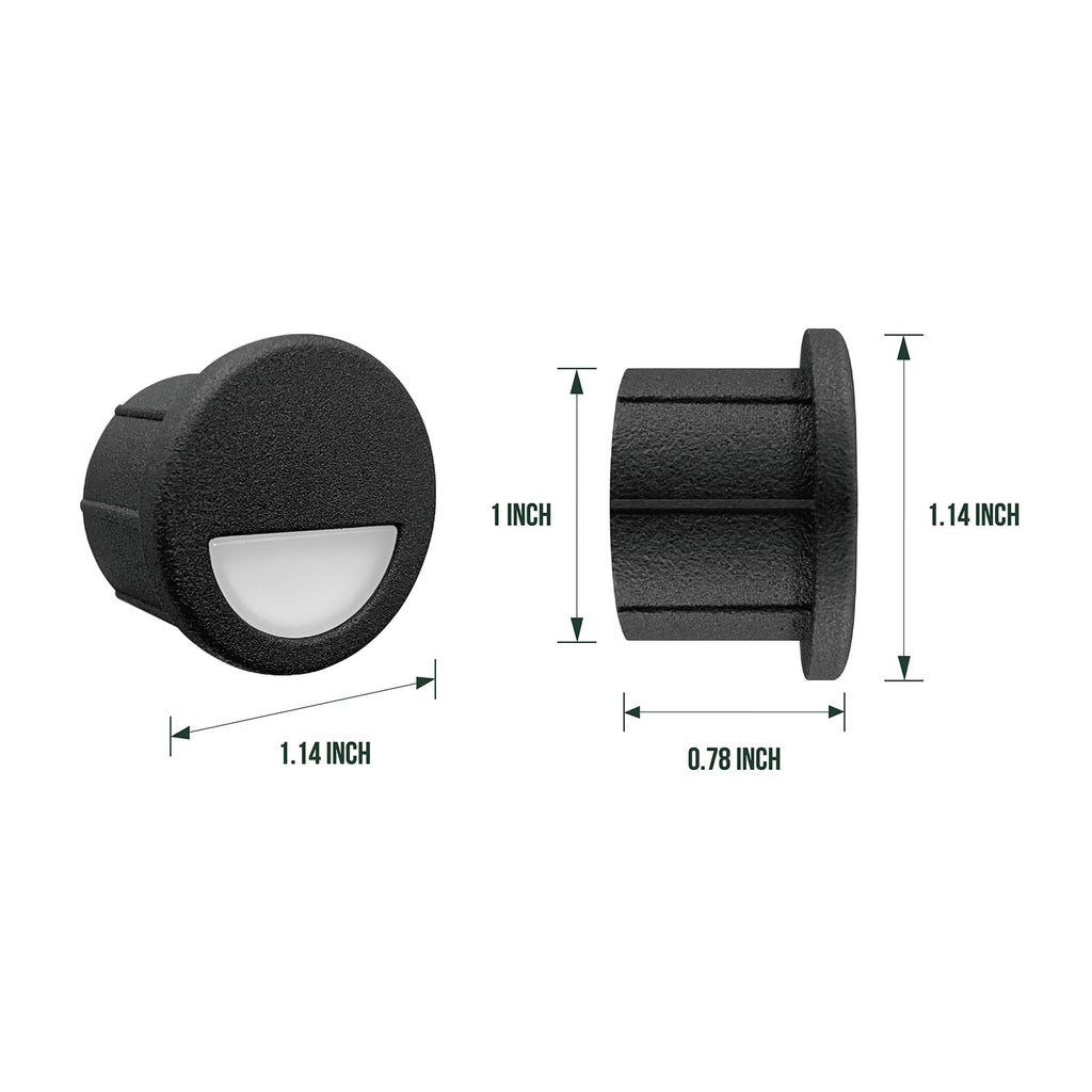 12 Pack Recessed Low Voltage LED Step Riser Light, Diameter 1" Mini Size Landscape Lighting for Outdoor Deck Stair