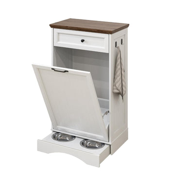 Tilt Out Trash Can Cabinet 10 Gallon Hidden Trash Garbage Can Cabinet with Drawer, Pet Proof Hidden Garbage, Laundry