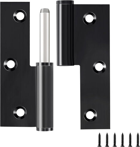 6 Pack Door Hinges Black Matte 3.5in x 2.5in Stainless Steel Door Hinge with Square Corner
