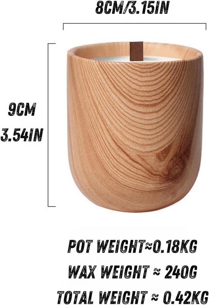 Nordic Pottery Vessel - Wooden Texture Ceramic Container for Scented Candle Crafting & Aromatherapy (3.15 x 3.54 in) - Set of 3