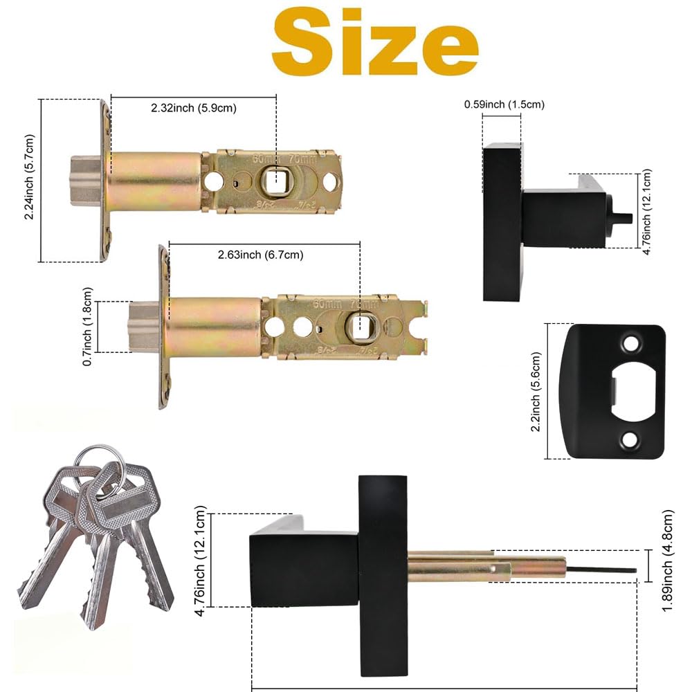 High-Security Stainless Steel Door Lever with Lock & Key(Black)