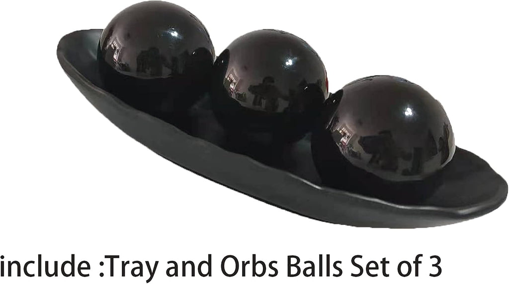 Home Decor Tray and Orbs Balls Set of 3,Ideal Gift for Weddings Special Occasions and for Decorative Accents