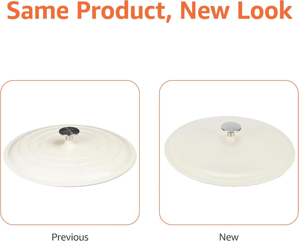 Enameled Cast Iron - Covered Round Casserole Skillet with Lid, Oven Safe - 500°F, Even Heat Distribution, 3.3-Quart