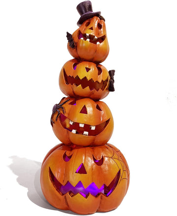 Halloween Pumpkin Decorations Indoor Orange Stacked Pumpkin Figurine